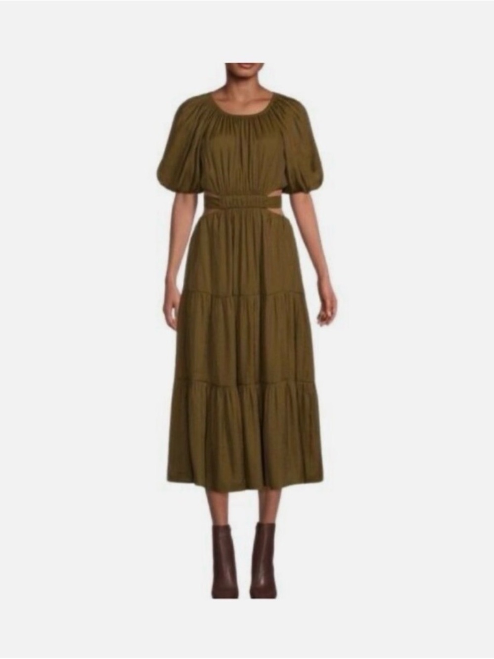 Anthropologie by the river Midi Dress olive green